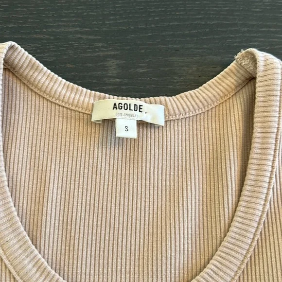 Agolde Poppy Beige Ribbed Tank Top - Picture 5 of 9